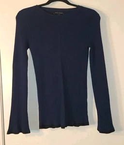 Banana Republic Thermal Ribbed Womens L/S Navy Blue Crewneck Sweater Size Small  - Picture 1 of 7