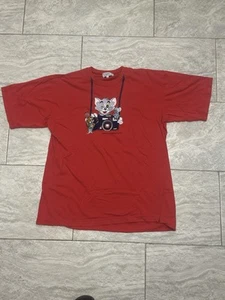 Vintage 1995 Tom And Jerry Cartoon Embroidered Shirt Size XL Photography Red - Picture 1 of 5