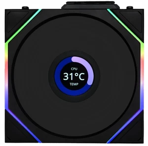 Lian Li UNI FAN TL Inalámbrico LCD 120 120mm Hoja Inversa NEGRO 1 PAQUETE, NUEVO - Imagen 1 de 4