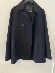 COACH Navy Black Label Mariners Pea Coat Lined Leather Trim Size Large NWT - Picture 1 of 13