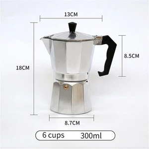 Cafetera Moka Percoladora 6 Tazas Cafetera Espresso Estufa Aluminio Estilo Italiano - Imagen 1 de 22