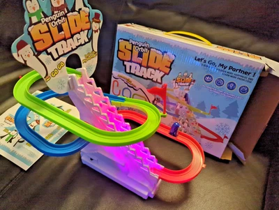 Penguin Orbit Roller Coaster Race Track Playset w/ LED Lights & Music On/Off Opt - Image 1 of 4