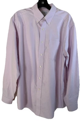 LL BEAN Shirt Mens 16 35 Dress Pinpoint Oxford Button Up Cotton Pink - Image 1 of 4