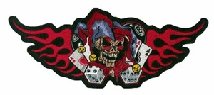 Aufnäher Zocker Joker mit Flammen 31 x 12 cm Jester Flames Patch - Picture 1 of 1