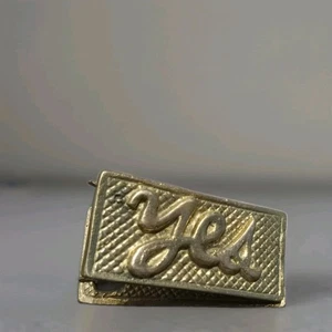 Vintage “Yes” Solid Brass Desk Memo Spring Clip Holders Paper Weights - Picture 1 of 3