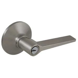 Palanca de puerta de entrada con llave de níquel satinado Defiant Freedom - Imagen 1 de 3