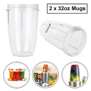 2 Pack 32oz Large Cups for NutriBullet 600W 900W Models Durable Replacement Mugs - Picture 1 of 6