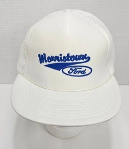 Vtg Morristown Ford Snapback Rope Trucker Hat Cap White Speedway - Picture 1 of 11