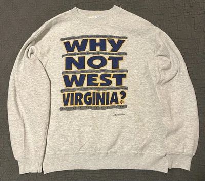 🟦🟨🟦 SUDADERA VINTAGE WVU WEST VIRGINIA MOUNTAINEERS 1993 BIG EAST HECHA EN EE. UU. Foto 1 de 4