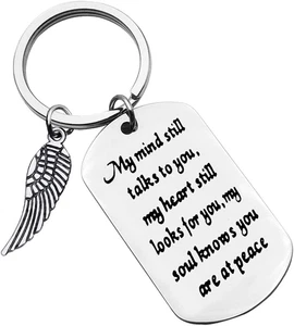 Memorial Keychain Sympathy Gifts My Mind Still Talks to You Keychain in Memory o - Picture 1 of 12