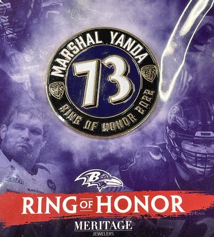 NEW Marshal Yanda #73 Ring Of Honor Lapel Pin Baltimore Ravens SGA 2022 12/4 Cover