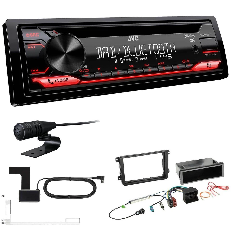 JVC KD-DB622BT DAB inkl Antenne Bluetooth USB Set für Skoda Octavia II Facelift - Bild 1 von 4