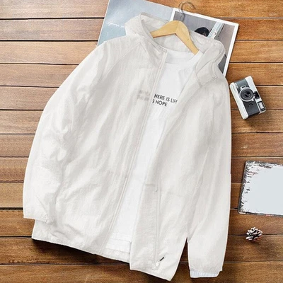 Tops Sun Protection Outwear Anti UV Coat Jacket Ultra-thin Hooded Ice Silk Men ♡ - Image 1 of 4