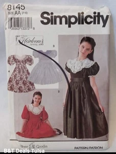 Uncut 7 8 10 Girls Dress Full Skirt Puff Sleeves Vintage Sewing Pattern 8145 - Picture 1 of 2