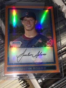 AUSTIN ADAMS 2009 Bowman Chrome Draft Prospects Orange Refractor #23/25 INDIANS