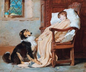 Reproducción de pintura de Old Playfellows de Briton Riviere - Imagen 1 de 3