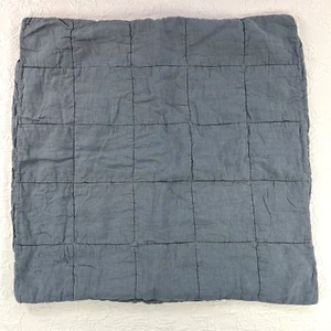 INUP Home Fine Linens Pillow Covers Blue Quilted 25"x25" Front Linen Back Cotton - Picture 1 of 19