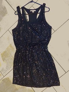 405 Love 21 Black Sequin Sleeveless 2 for 1 Cocktail Dress M - Picture 1 of 4