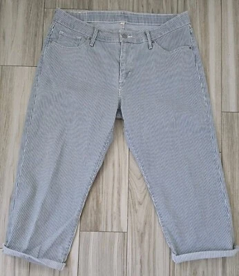 Levi's Sportswear 16W Blue White Striped Denim Pants Engineer Capri 36x20 - Image 1 of 4