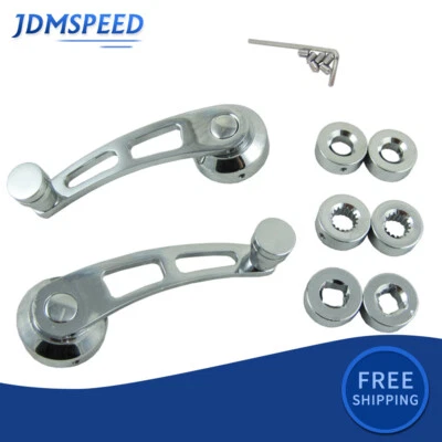 Par Kit Manivela Ventana Coche Aluminio Cromo Kit Universal Billet Repuesto Foto 1 de 4