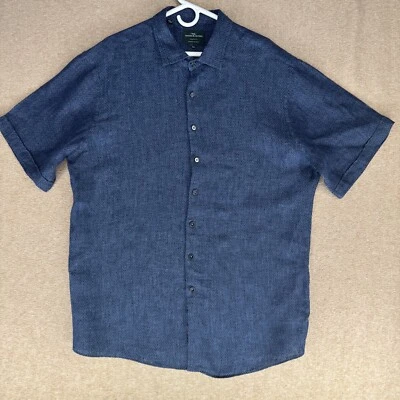 Camisa casual Rodd & Gunn masculina tamanho 3XL listrada linho e algodão ajuste esportivo S/S - Imagem 1 de 4