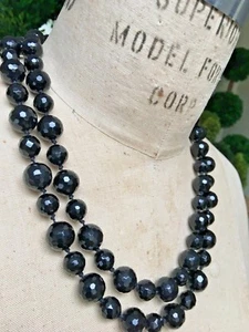 Black Faceted French Jet Beads VTG ESTATE - Picture 1 of 10