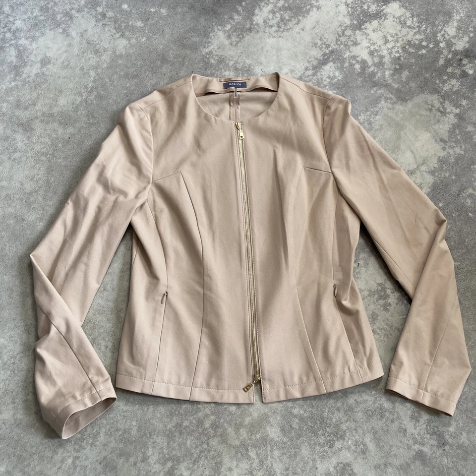 Blazer Basler Mujer 6 Cremallera Frontal Tostado Minimalista Cuello Redondo Elegante Chaqueta Oficina Foto 1 de 4