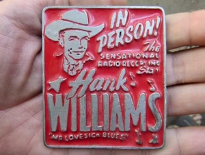 Vtg HANK WILLIAMS Belt Buckle OPRY Country Music Concert Poster ART RARE VG+ - Picture 1 of 4