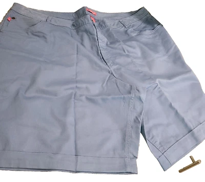 New! WOMAN WITHIN Size 32W Blue Cuffed Stretch Shorts Waist 51 Inseam 11 - Image 1 of 4