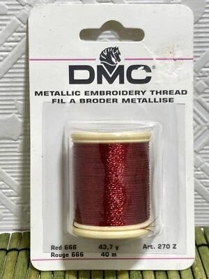 DMC Metallic Embroidery Thread Red 666 #270-Z 43.7Y NEW Sealed - Image 1 of 3