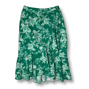 Zara Blumen Wickelrock Gr. L Leinenmischung Tropical Coconut Girl Grün Resort - Bild 1 von 8