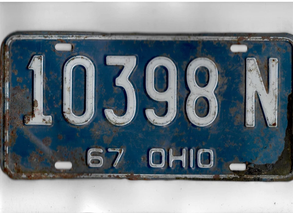 Пассажирский номерной знак OHIO 1967 «10398 N» ***ДЕРЕВО*** - Изображение 1 из 1