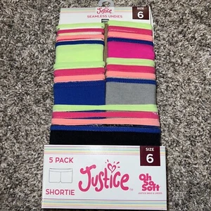 Justice Girls Seamless Shortie Underwear 5 PACK Boyshorts Undies Bright Soft - Picture 1 of 2