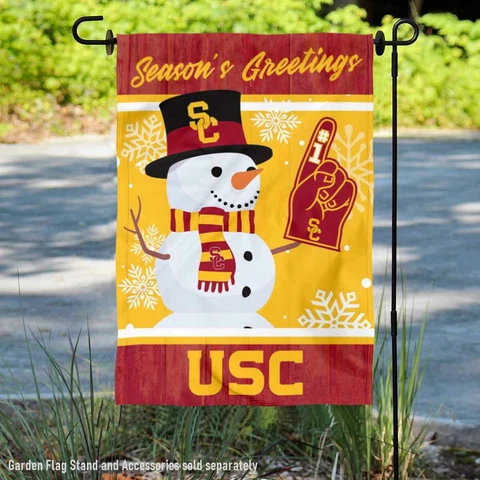 USC Trojans Holiday Winter Snow Garden Flag and Yard Banner Cover