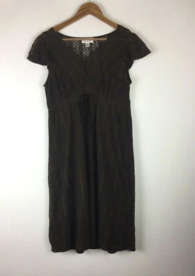 Ann Taylor Loft Women’s Size 6 Sleeveless Brown Floral Lace Dress - Image 1 of 4