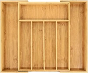 Extendable Bamboo Cutlery Tray – Drawer Organiser for Utensils & Silverware - Picture 1 of 6