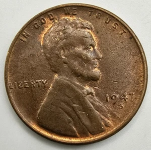 1947 S Lincoln centesimo di grano VF/XF lo classifichi! RD/RB Penny tono arcobaleno EF - Foto 1 di 4