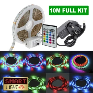 10M 600 LED RGB SMD Light Strip Tape 12V+Remote Control + Adapter Kit XMAS Party - Picture 1 of 6