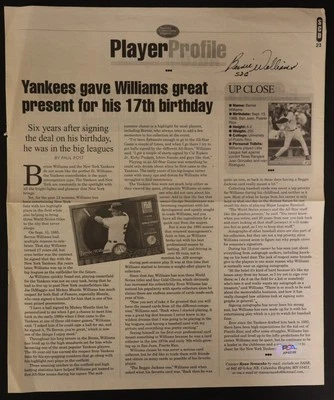 Página SCD firmada por Bernie Williams autógrafo automático PSA/DNA AP42188 Foto 1 de 3