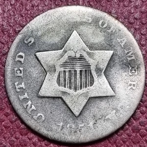 1851 O Three Cent Piece 3c Silver Trime NEW ORLEANS Circulated #92830 - Picture 1 of 2