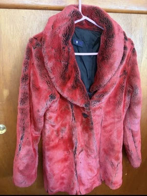 Iron Fist Medium Red fake Fur Coat Magenta marvelous! - Image 1 of 4