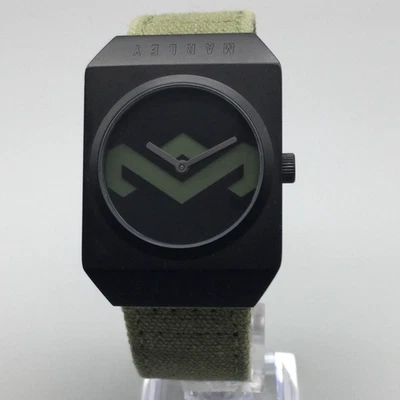 House of Marley Chant Watch 32mm Black Square Green Canvas Strap New Battery - Image 1 of 4