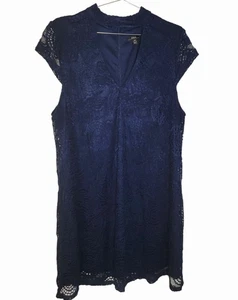R&K Women’s 18W Navy Lace Cap Sleeve Shift Dress Lined Cocktail Party Formal - Picture 1 of 7