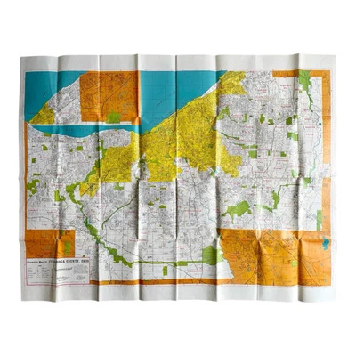 Mapa a todo color campeón vintage del condado de Cuyahoga, Ohio Cleveland Road Atlas Foto 1 de 4