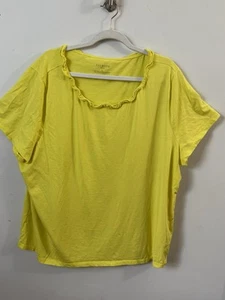 Talbots Women’s Yellow Ruffled Neck Short Sleeve Top Size 3X - Picture 1 of 6