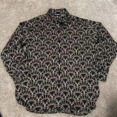 Nuevo top/blusa Karl Lagerfeld para mujer S con botones estampado negro y tostado precio de venta sugerido por el fabricante 89 USD Foto 1 de 4