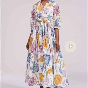 Hayley Menzies Carmen Cotton Volume Shirt Dress 100% Organic Cotton Floral XL - Picture 1 of 18