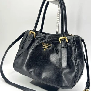 Prada Ribbon Hand Shoulder Bag 2Way Vittero Shine - Picture 1 of 18