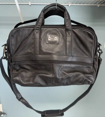 Geoffrey Beene ручной работы черный кожаный портфель сумка - Изображение 1 из 4