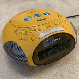 Sony Dream Machine Psyc ICF-CD831 CD Alarm Clock Radio Yellow Tested Works - Picture 1 of 8